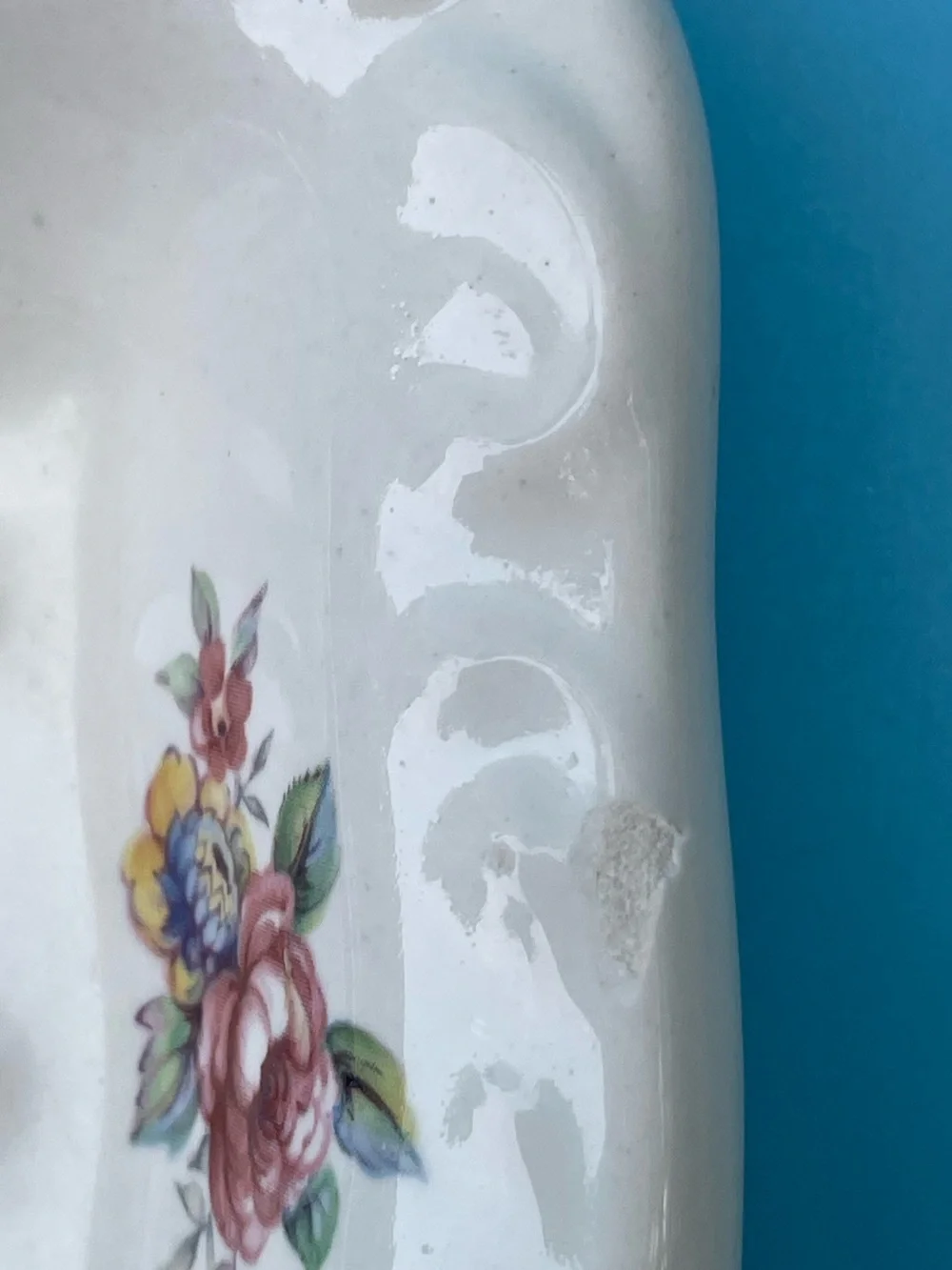 Vintage Athena Soap Dish White Ceramic Floral Pink Yellow Made USA Cottagecore